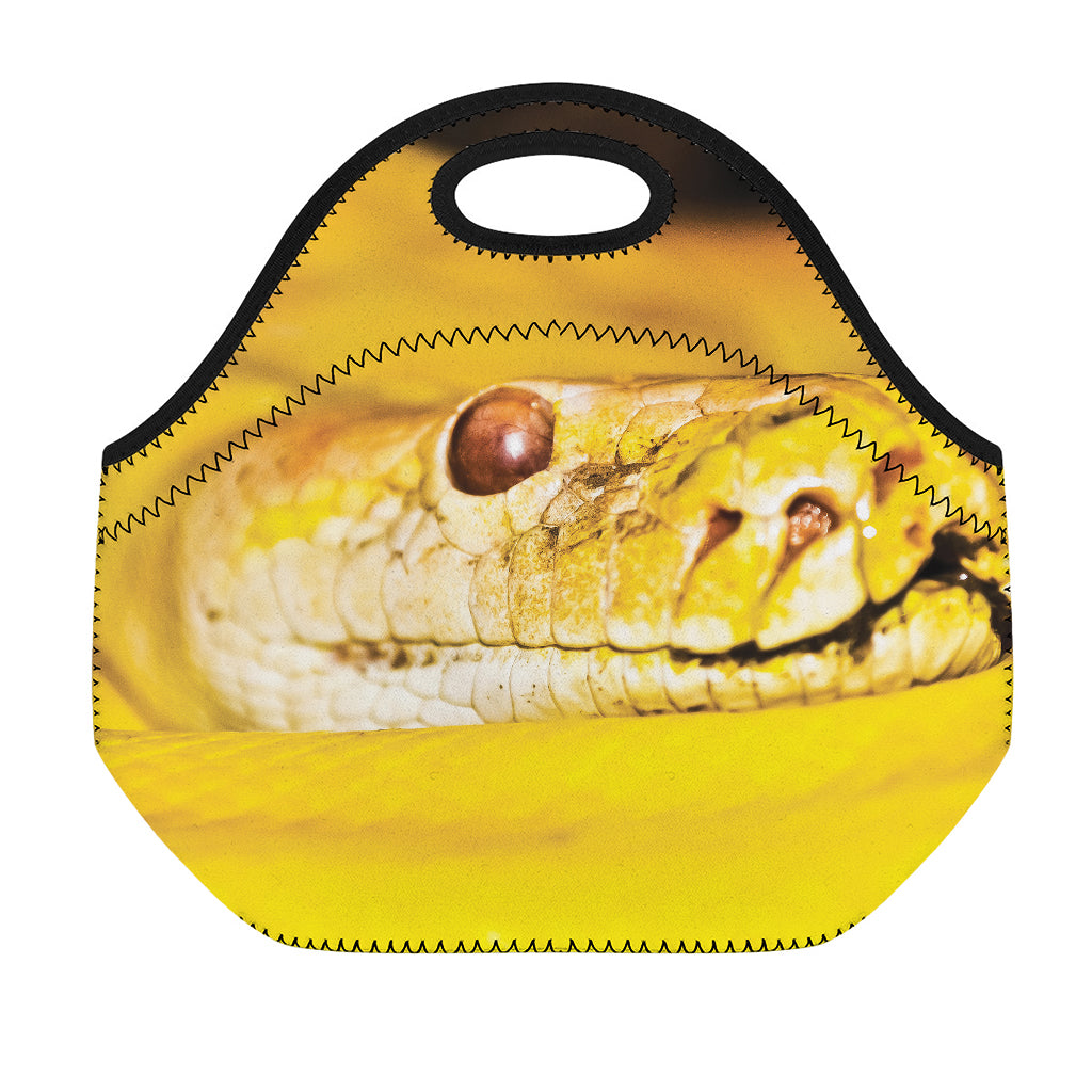 Yellow Python Snake Print Neoprene Lunch Bag