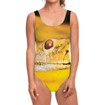 Yellow Python Snake Print One Piece Swimsuit