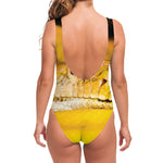 Yellow Python Snake Print One Piece Swimsuit