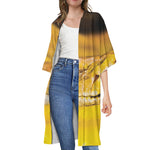 Yellow Python Snake Print Open Front Beach Cover Up