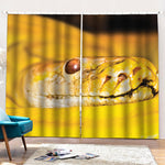 Yellow Python Snake Print Pencil Pleat Curtains