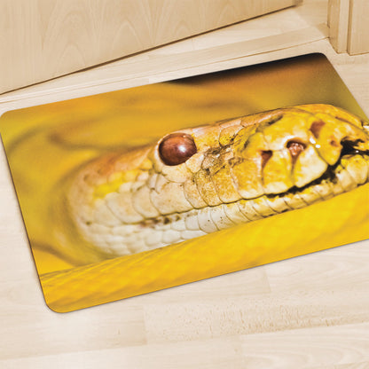 Yellow Python Snake Print Polyester Doormat