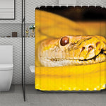 Yellow Python Snake Print Polyester Shower Curtain