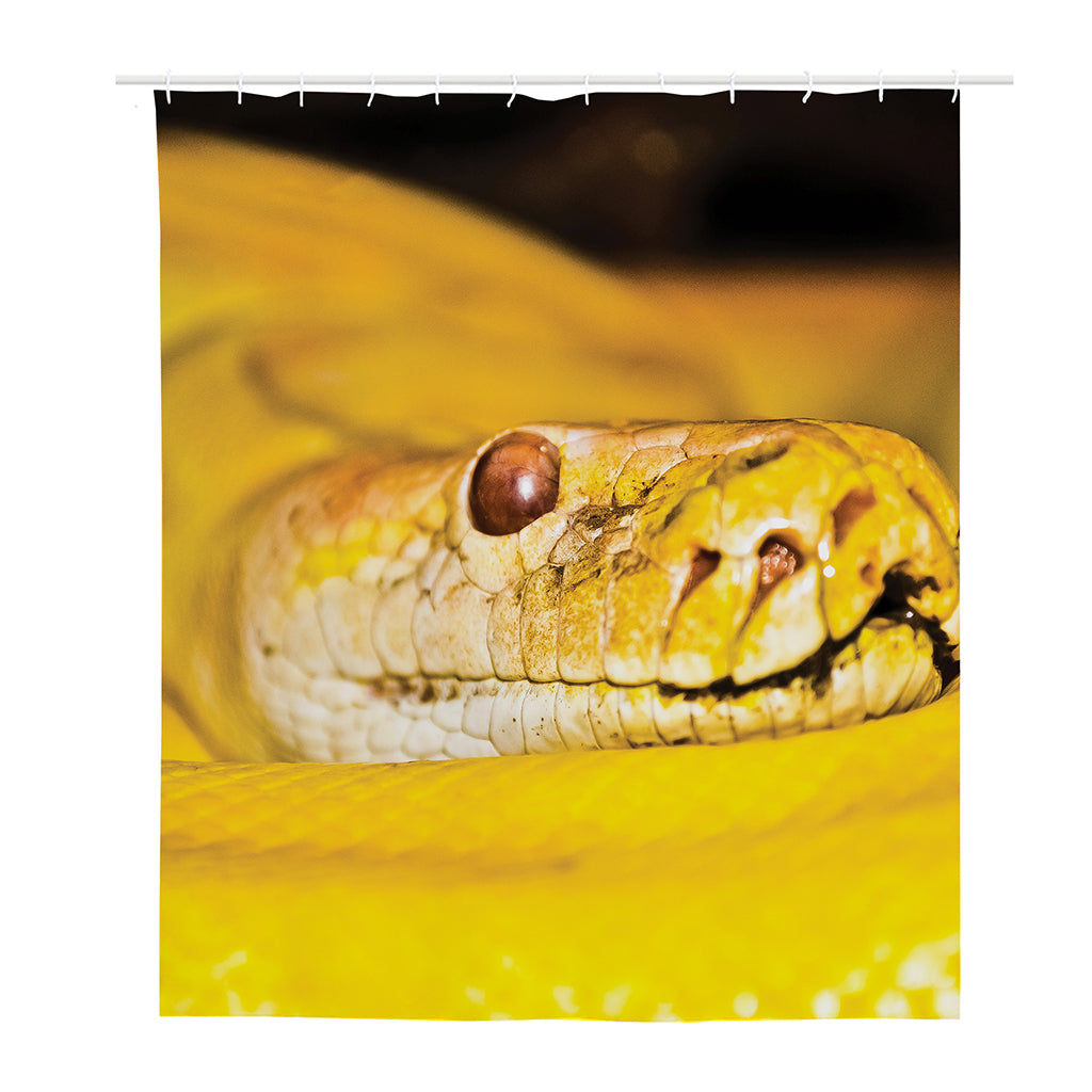Yellow Python Snake Print Polyester Shower Curtain