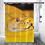 Yellow Python Snake Print Premium Shower Curtain