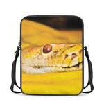 Yellow Python Snake Print Rectangular Crossbody Bag