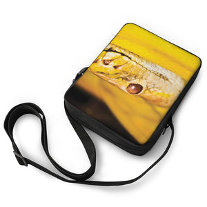 Yellow Python Snake Print Rectangular Crossbody Bag