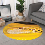 Yellow Python Snake Print Round Rug