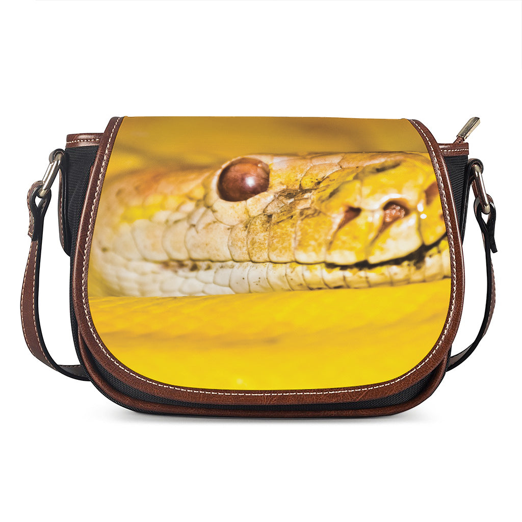 Yellow Python Snake Print Saddle Bag