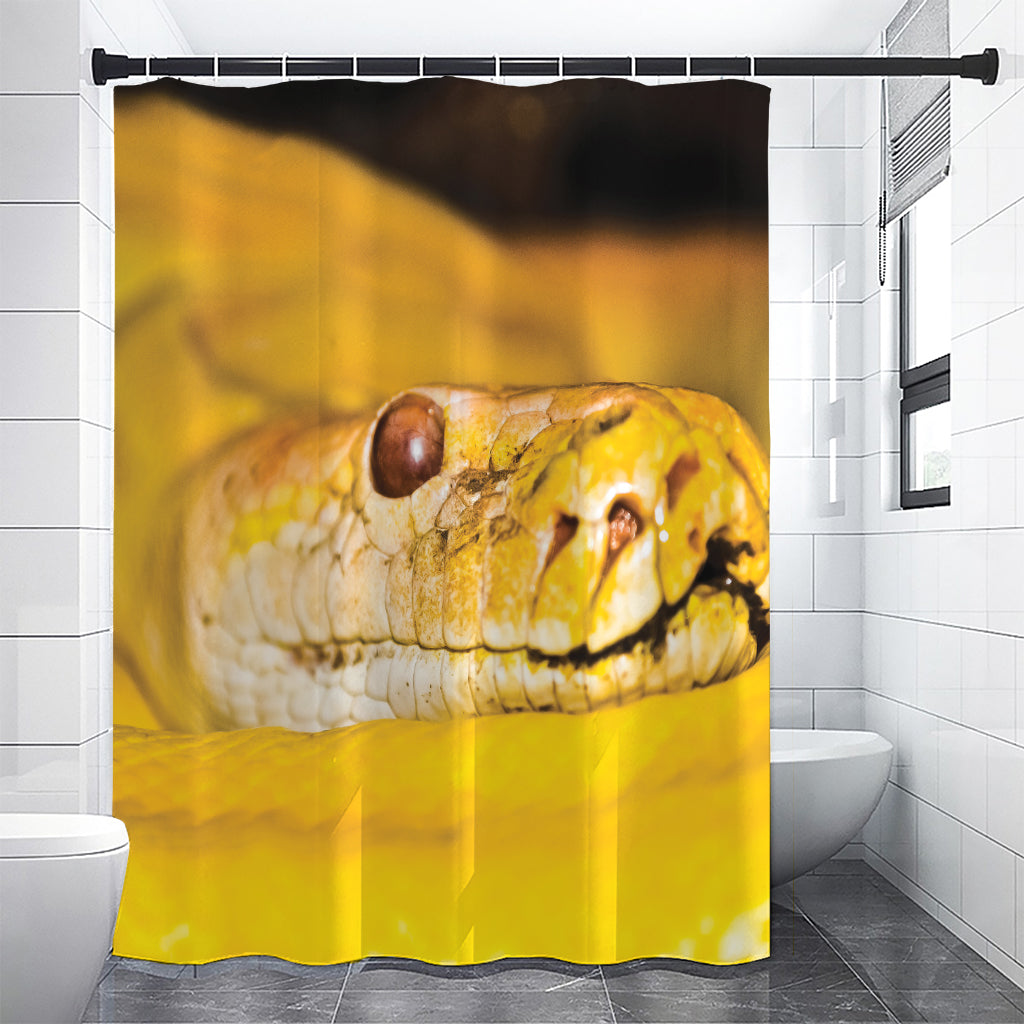 Yellow Python Snake Print Shower Curtain