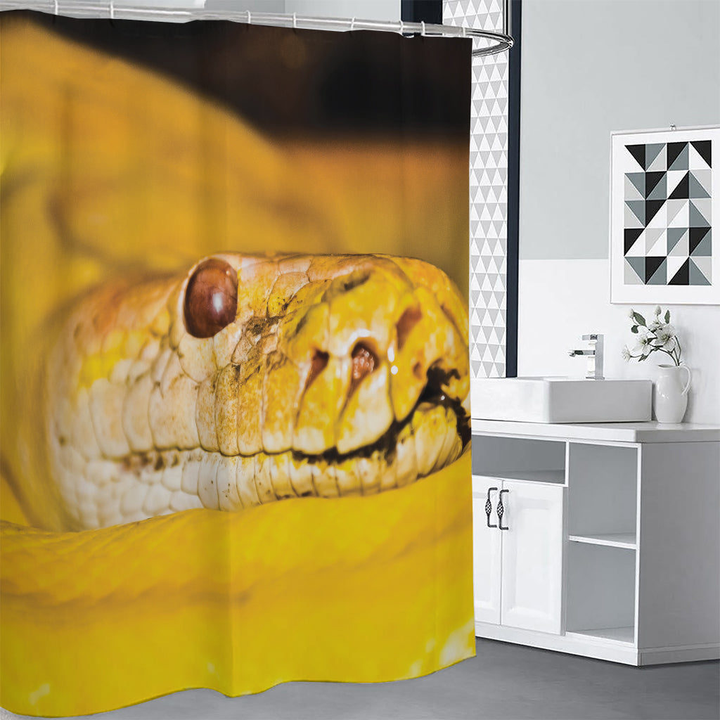 Yellow Python Snake Print Shower Curtain