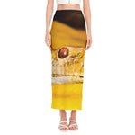 Yellow Python Snake Print Side Slit Maxi Skirt