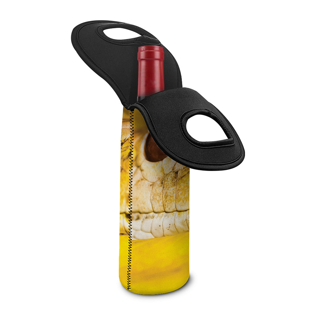Yellow Python Snake Print Single Neoprene Wine Tote