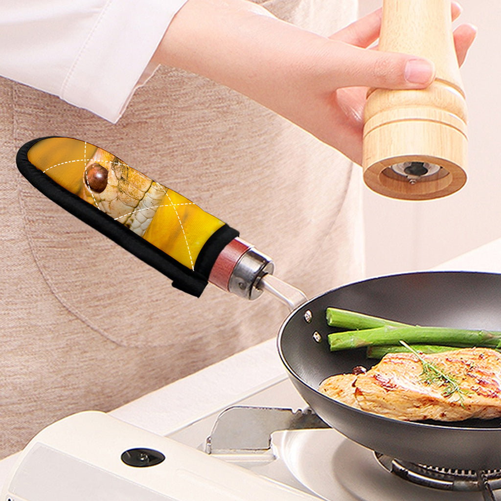Yellow Python Snake Print Skillet Handle Cover