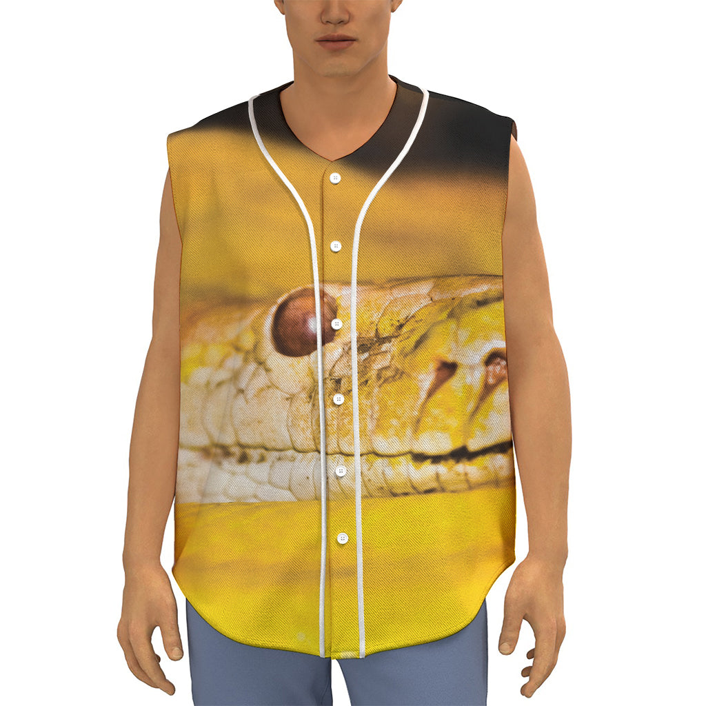 Yellow Python Snake Print Sleeveless Baseball Jersey