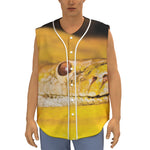 Yellow Python Snake Print Sleeveless Baseball Jersey