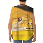 Yellow Python Snake Print Sleeveless Baseball Jersey