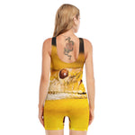 Yellow Python Snake Print Sleeveless One Piece Swimsuit