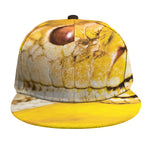 Yellow Python Snake Print Snapback Cap