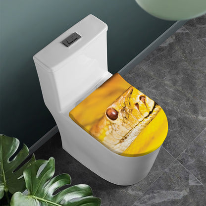 Yellow Python Snake Print Toilet Lid Cover