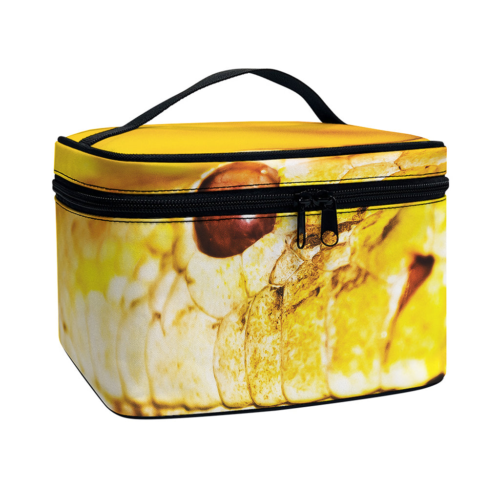 Yellow Python Snake Print Travel Makeup Bag