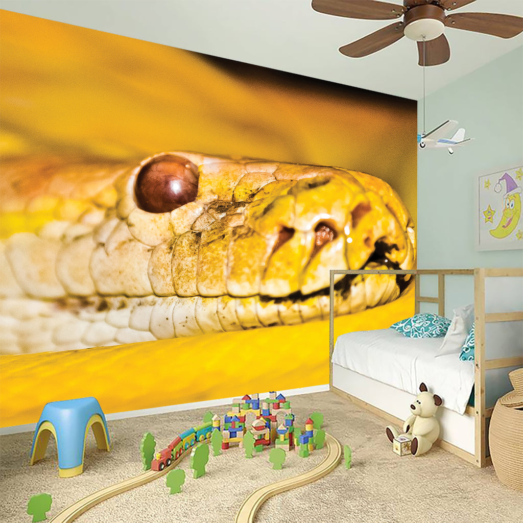 Yellow Python Snake Print Wall Sticker
