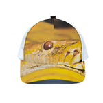 Yellow Python Snake Print White Mesh Trucker Cap