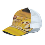 Yellow Python Snake Print White Mesh Trucker Cap