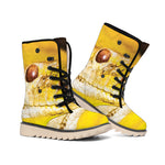Yellow Python Snake Print Winter Boots