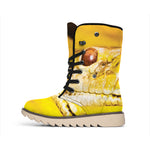 Yellow Python Snake Print Winter Boots