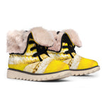 Yellow Python Snake Print Winter Boots