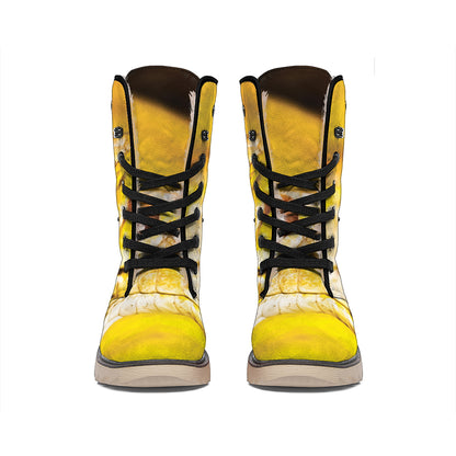Yellow Python Snake Print Winter Boots