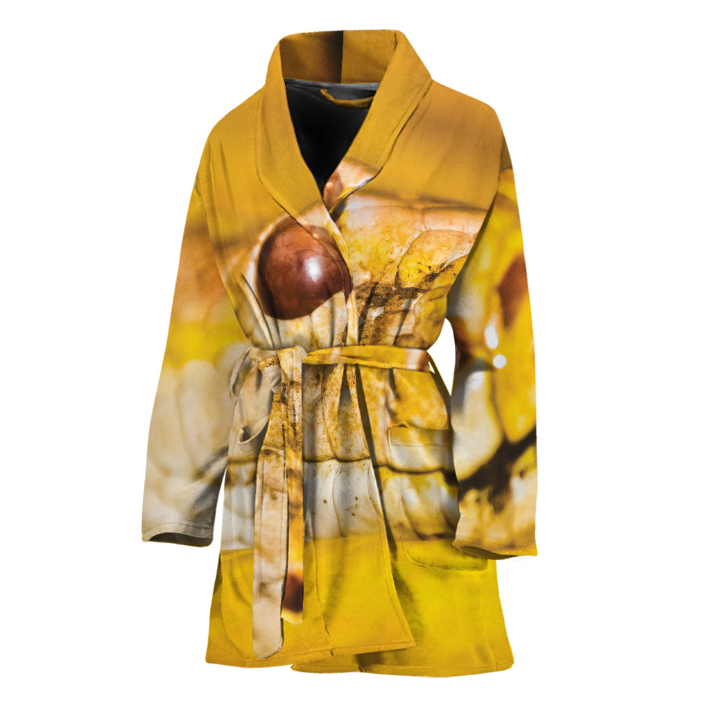 Yellow Python Snake Print Women's Bathrobe