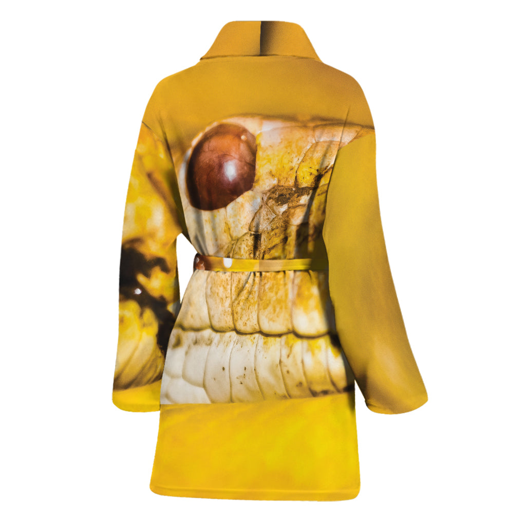 Yellow Python Snake Print Women's Bathrobe