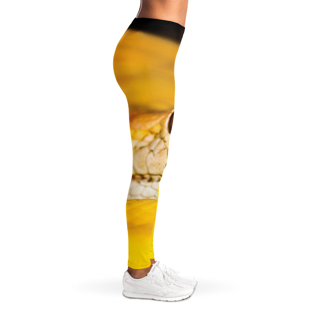 Yellow Python Snake Print Women's Leggings