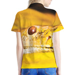 Yellow Python Snake Print Women's Polo Shirt