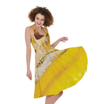 Yellow Python Snake Print Women's Sleeveless Dress