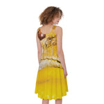 Yellow Python Snake Print Women's Sleeveless Dress