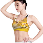 Yellow Python Snake Print Women's Sports Bra