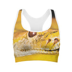 Yellow Python Snake Print Women's Sports Bra