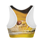 Yellow Python Snake Print Women's Sports Bra