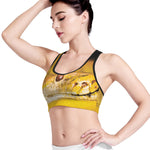 Yellow Python Snake Print Women's Sports Bra