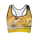 Yellow Python Snake Print Women's Sports Bra