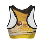 Yellow Python Snake Print Women's Sports Bra