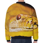 Yellow Python Snake Print Zip Sleeve Bomber Jacket