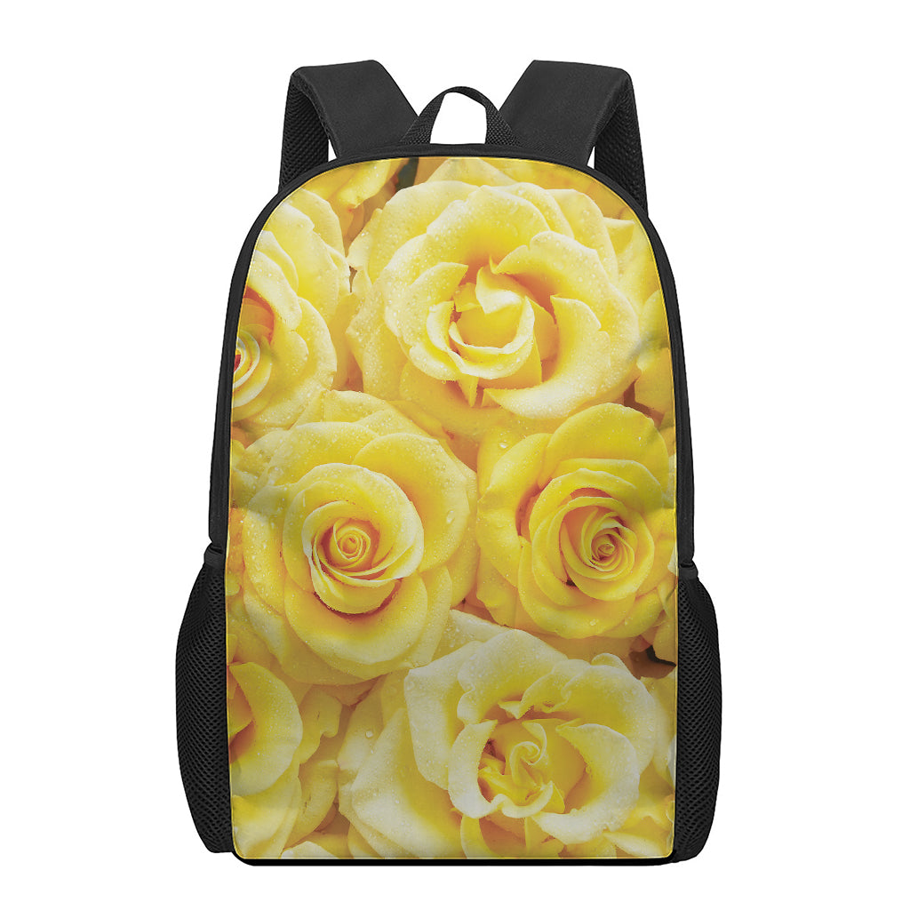 Yellow Rose Print 17 Inch Backpack