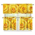 Yellow Rose Print 3 Piece Kitchen Curtains