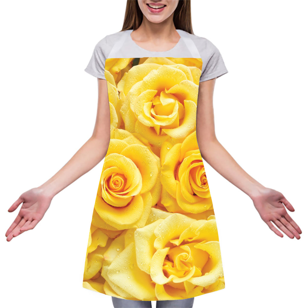 Yellow Rose Print Adjustable Apron