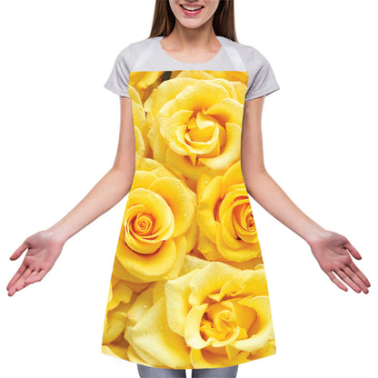 Yellow Rose Print Adjustable Apron