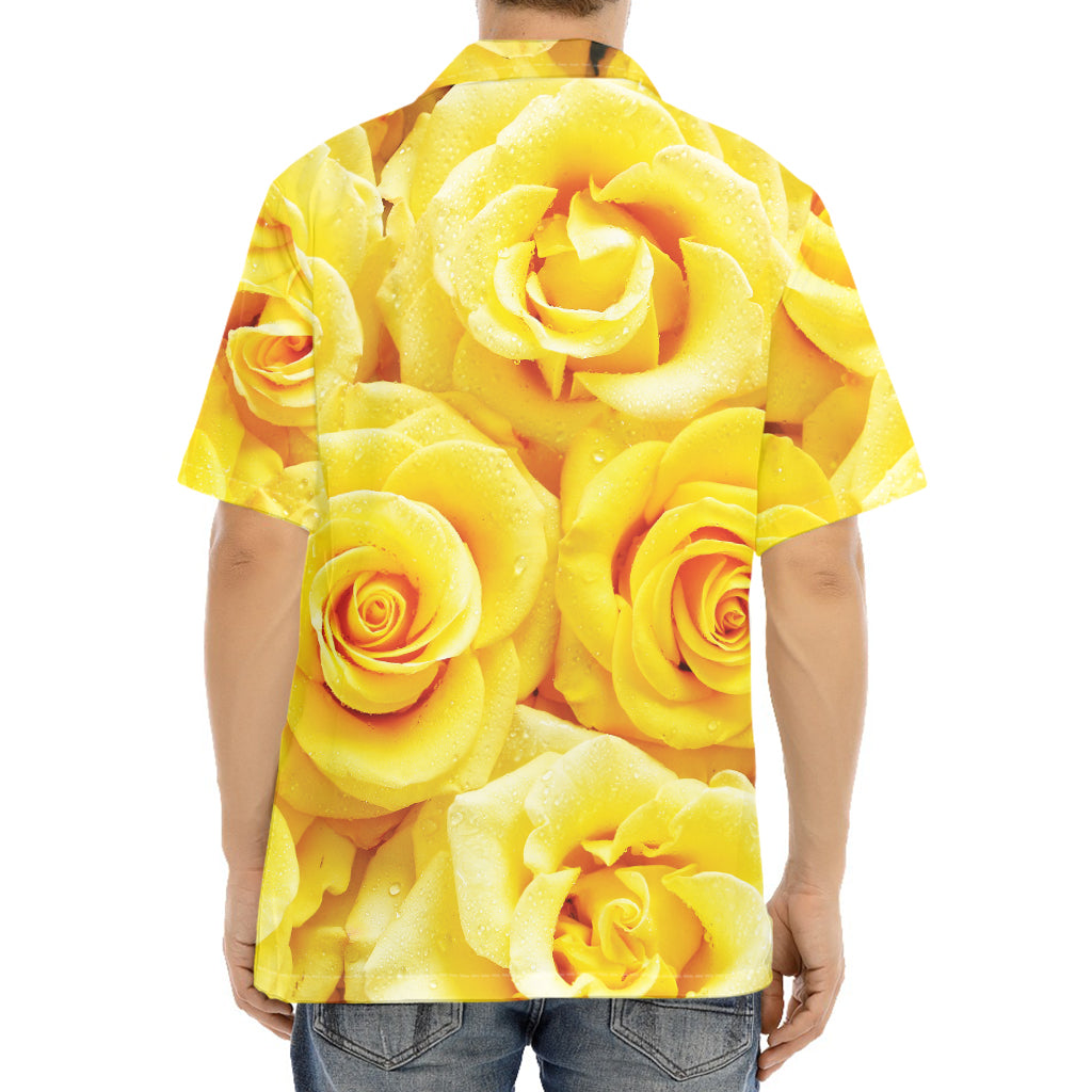 Yellow Rose Print Aloha Shirt